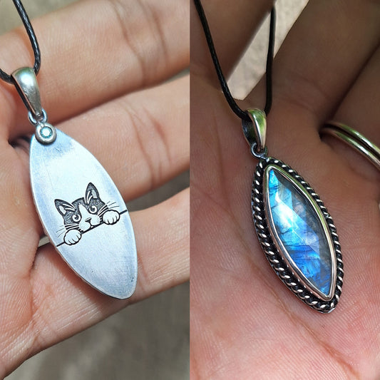 Dije piedra luna, gatito (pieza única)
