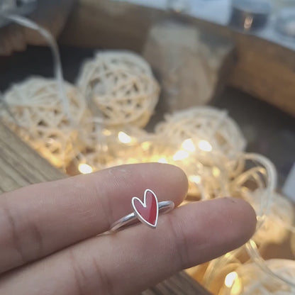 Anillo corazón esmaltado